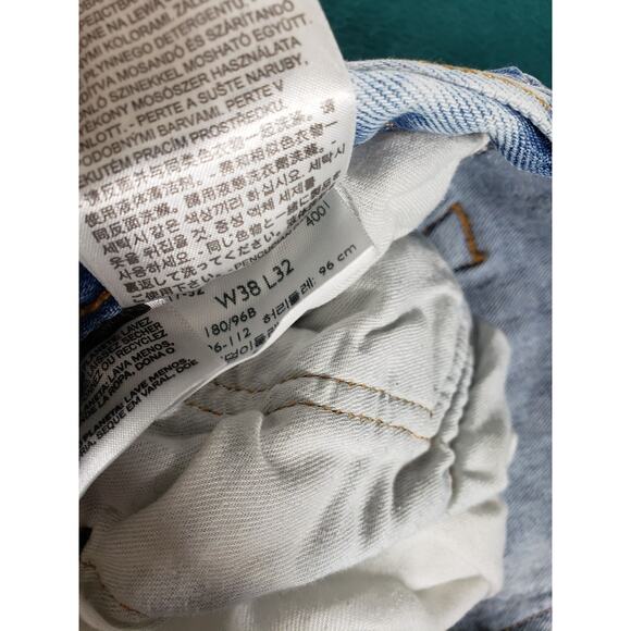 Levis 501 Jeans Size 38x32 Mens Blue Pants Button Fly Tie dye Red Tab Straight - Picture 5 of 15